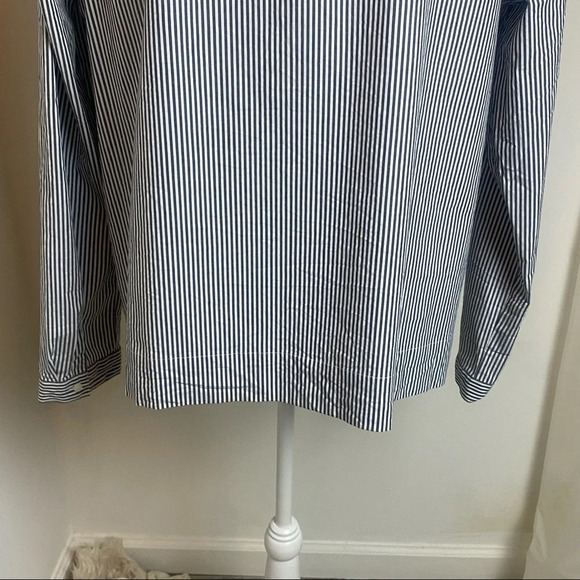 J Crew Top Organic Cotton Striped Box Blouse Black & White Long Sleeve Pocket - Picture 10 of 13